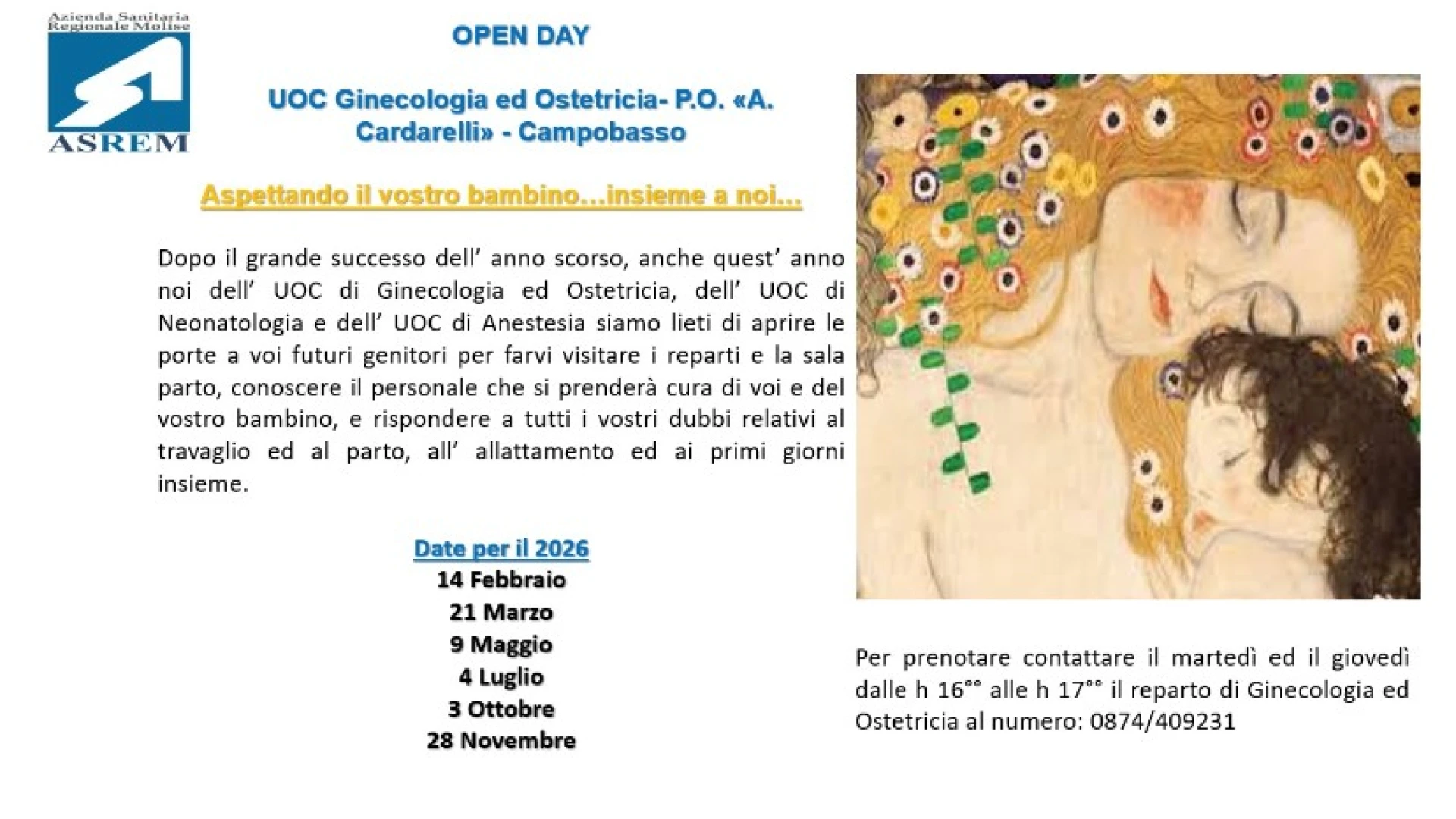 Open Day al Cardarelli di Campobasso: le porte della maternità di aprono ai futuri genitori.